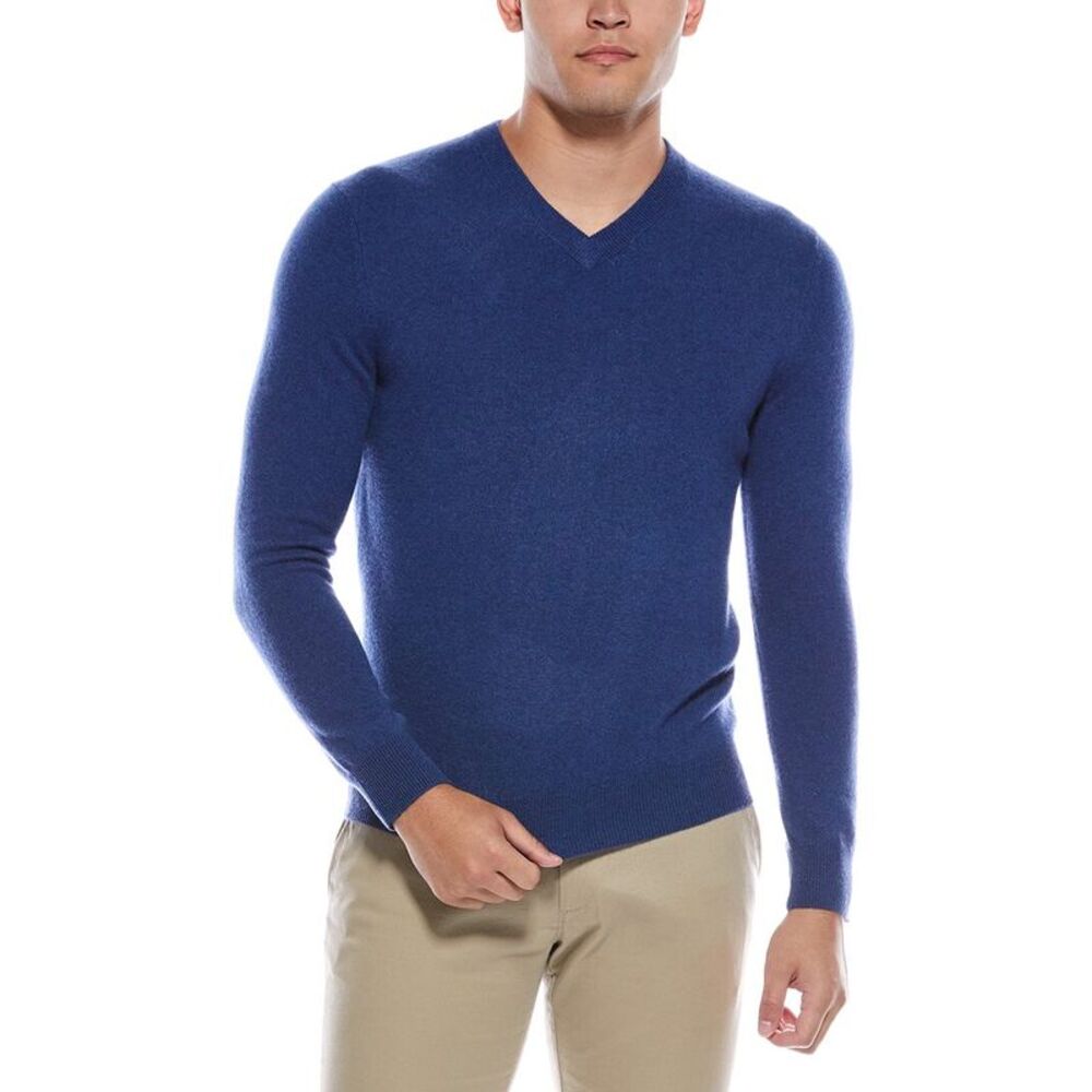 Quinn Mens  Cashmere V-Neck Sweater, Blue